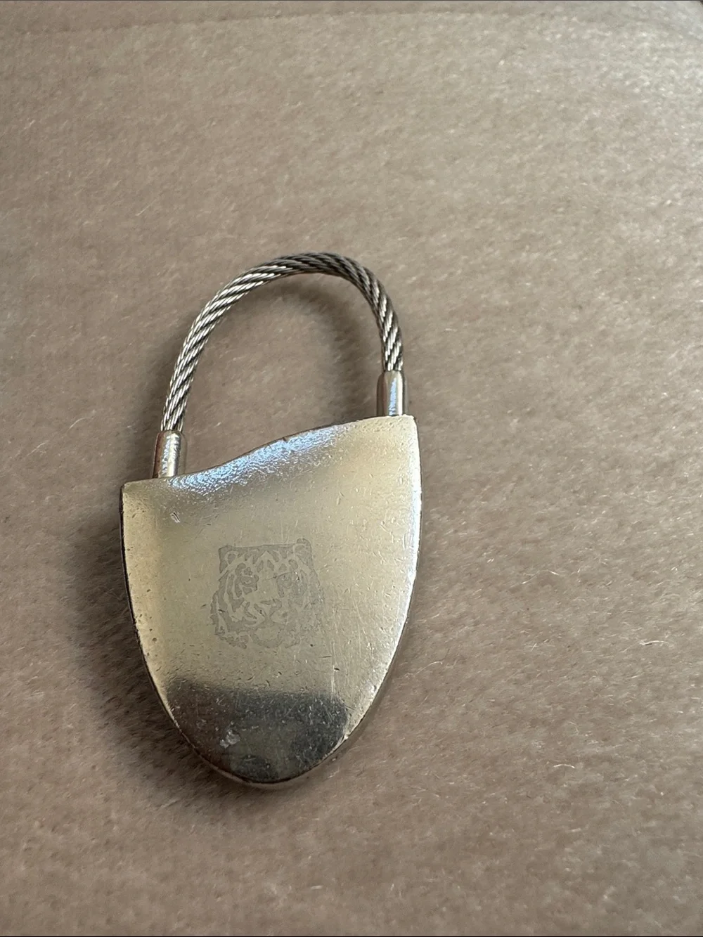 Silver stainless steel Keychain with Tiger Emblem